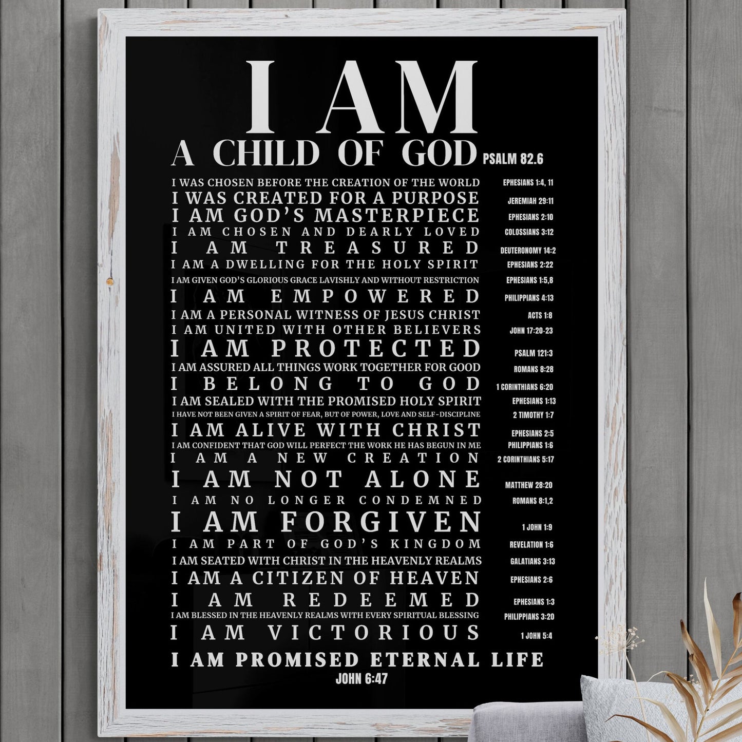 Psalm 82:6 I am a Child of God Print I am God's Masterpiece Christian Wall Art Bible Verse Print God's Promise of Eternal Life Printable