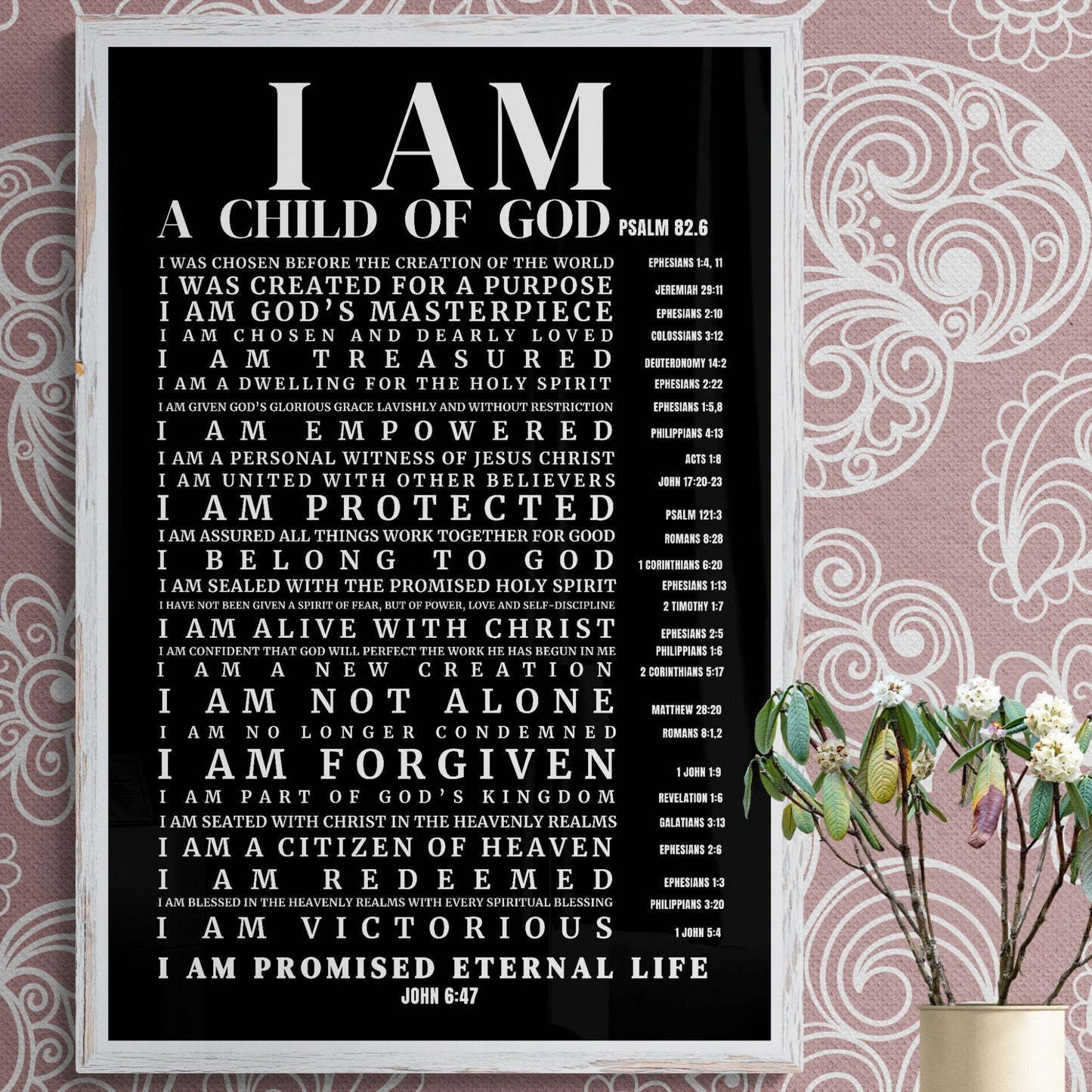 Psalm 82:6 I am a Child of God Print I am God's Masterpiece Christian Wall Art Bible Verse Print God's Promise of Eternal Life Printable