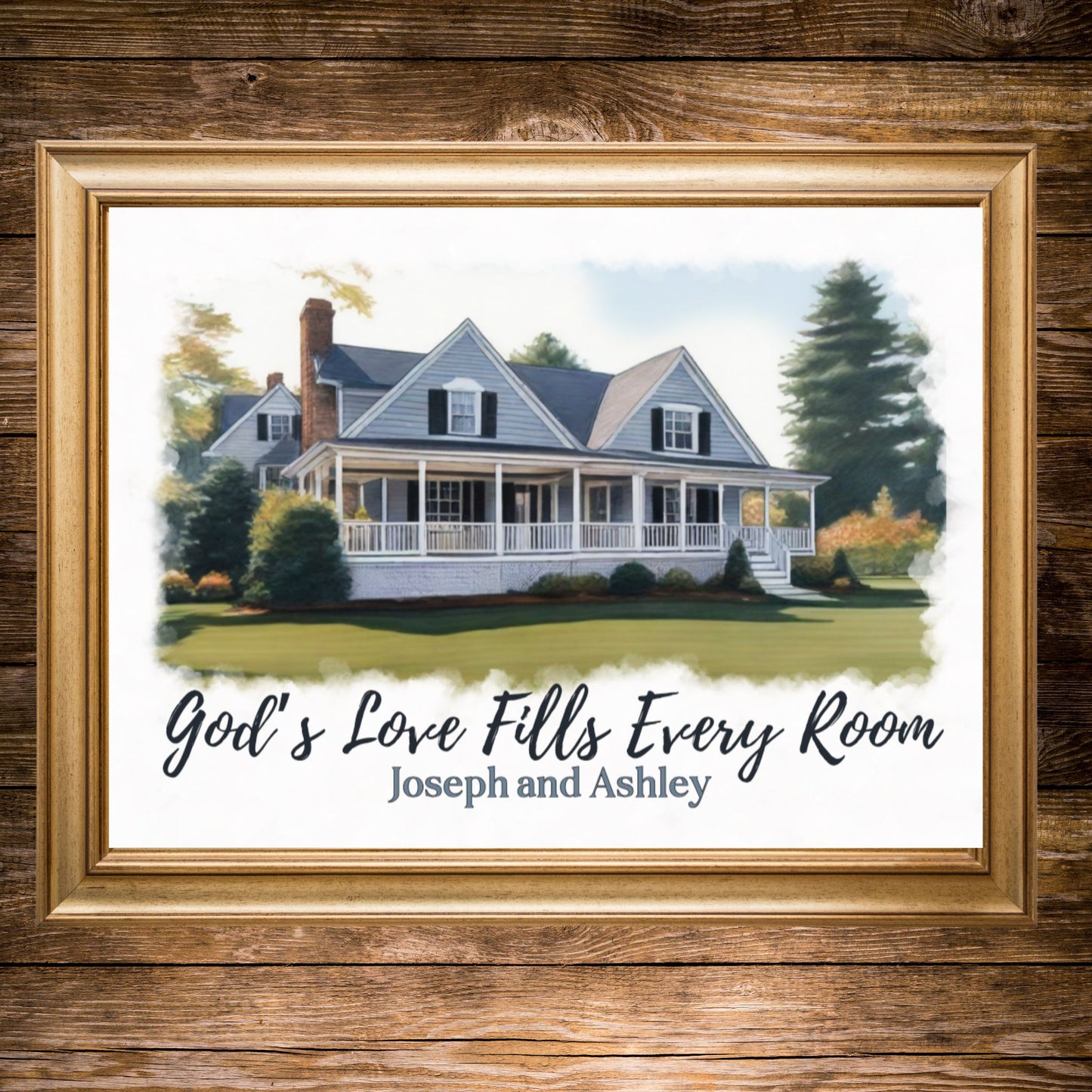 Bless Our Home Poster Print Painted House Personalized and Customizable Christian Themed Print