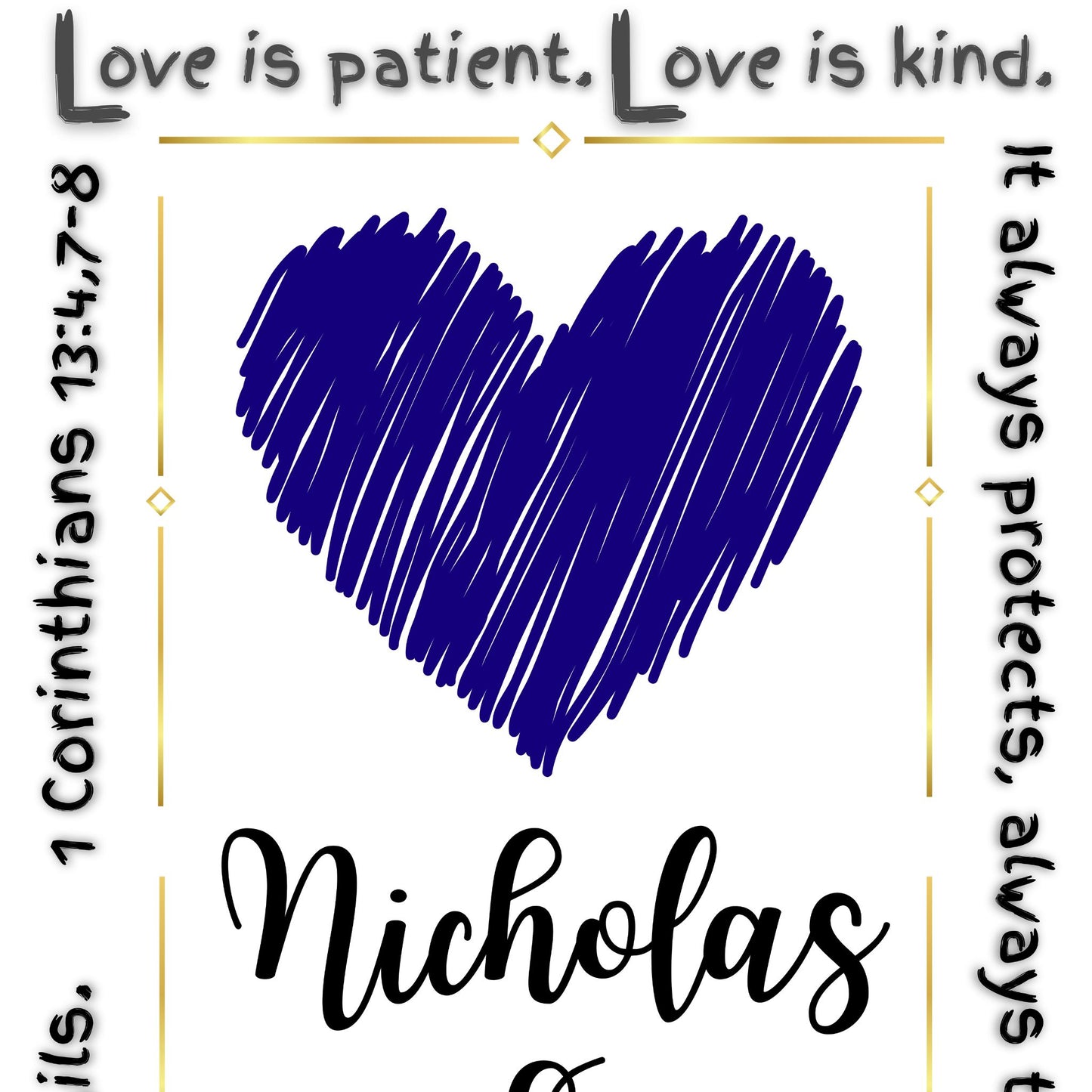 1 Corinthians 13 Print Personalized Custom Made Sign Love is Patient Christian Wall Art Wedding Gift Custom Couple Names Anniversary Gift