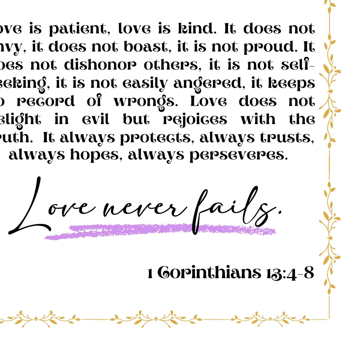 1 Corinthians 13 Print Personalized Custom Made Sign Love is Patient Wedding Gift Christian Wall Art Couple Names Anniversary Gift Love Sign