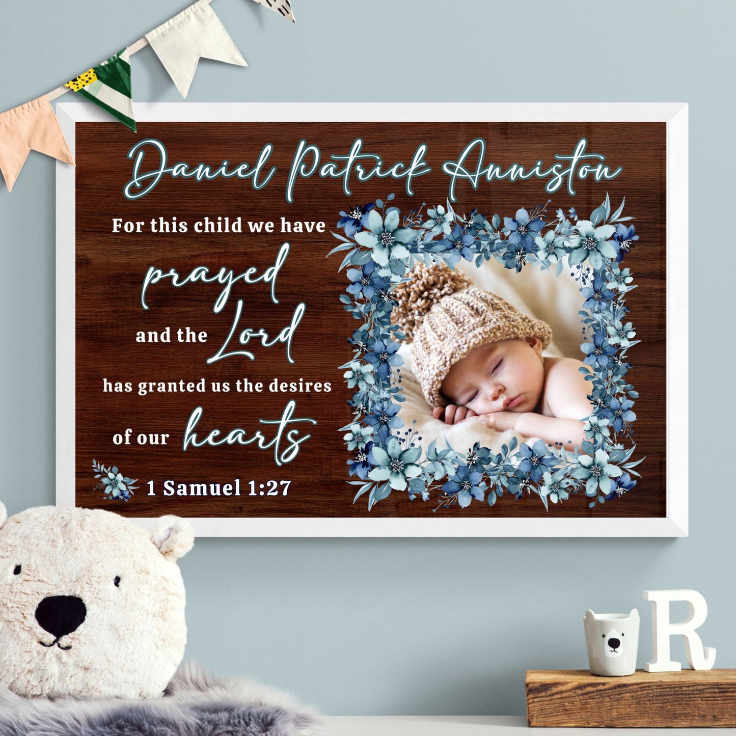 1 Samuel 1:27 Sign For This Child We Have Prayed Christian Wall Art Nursery Wall Art Custom Made Sign Above Crib Sign Baby Picture Newborn