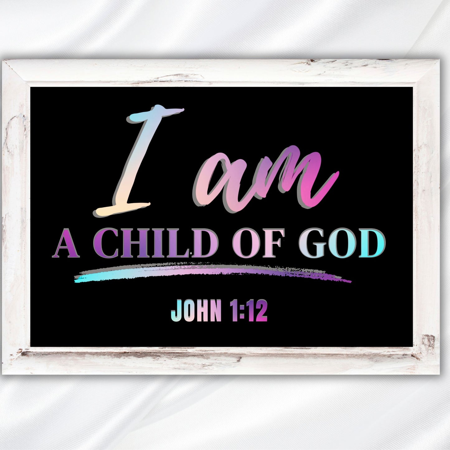 John 1:12 Bible Verse Print Christian Wall Art I am a child of God Poster Behold I am God's Child I am his Colorful Religious Art God Art